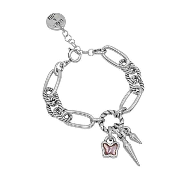 Silber Armkette mit Schmetterling Anhänger - BUTTERFLY Armband KOOMPLIMENTS 