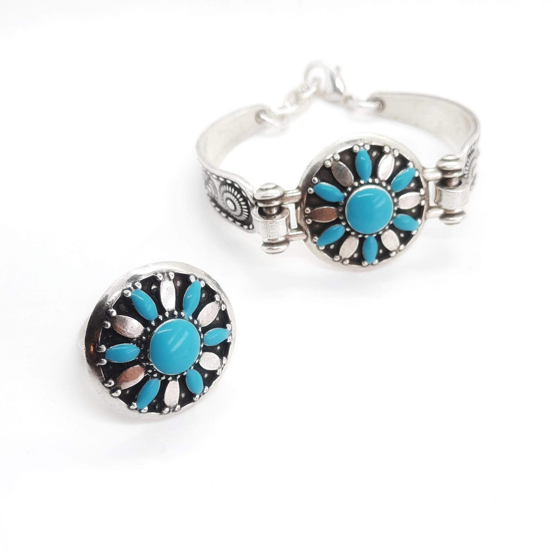 Armband Silber mit Blütenblätter - Türkis Armband KOOMPLIMENTS SET Armband + Ring