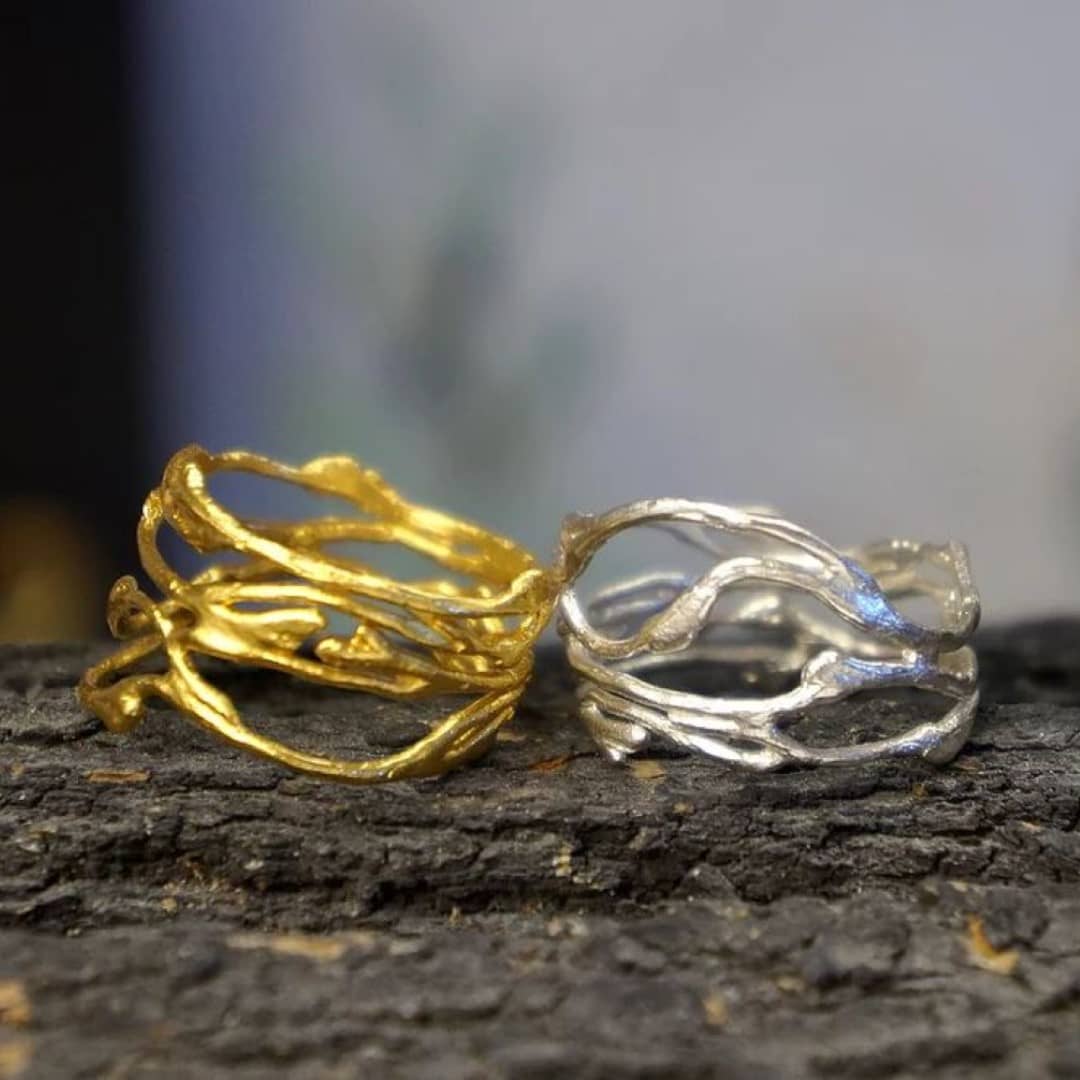 Breiter Ring mit Jasminzweigen - Gold Ringe KOOMPLIMENTS