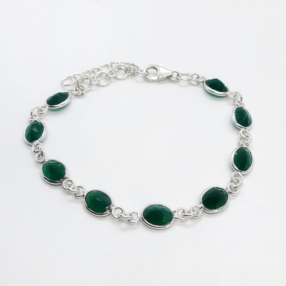 Damen Armband aus Silber mit Edelsteinen - Green Onyx Armband KOOMPLIMENTS 