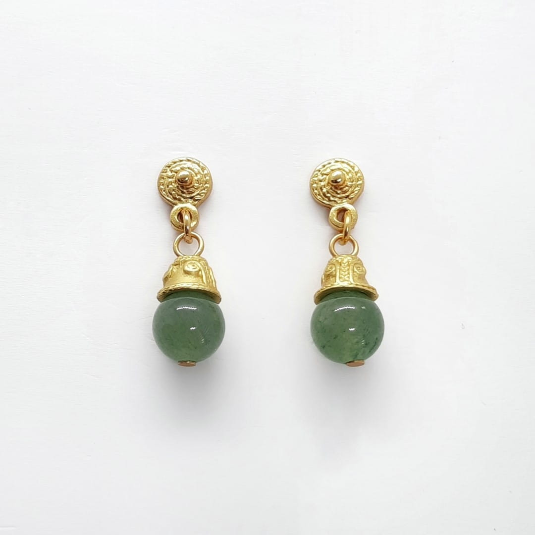 Gold Ohrringe mit grüner Steinen - Aventurin Ohrringe KOOMPLIMENTS 