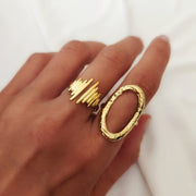 Grosser ovaler Ring Edelstahl Gold Ringe KOOMPLIMENTS 
