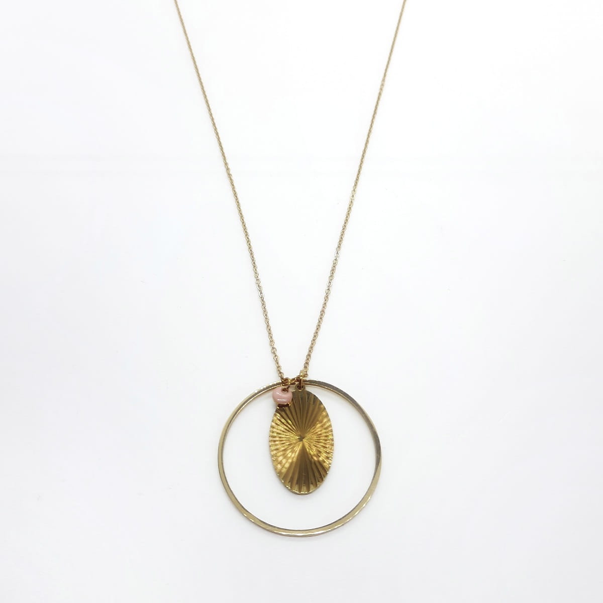 Lange minimalistische Halskette aus Edelstahl mit Medaillon Halsketten KOOMPLIMENTS