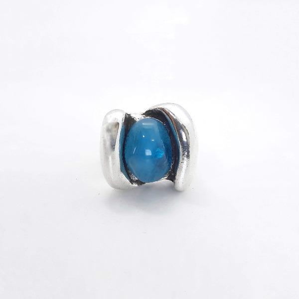 Massiver Silber Ring mit Harz Stein - Earth Blue Ringe KOOMPLIMENTS