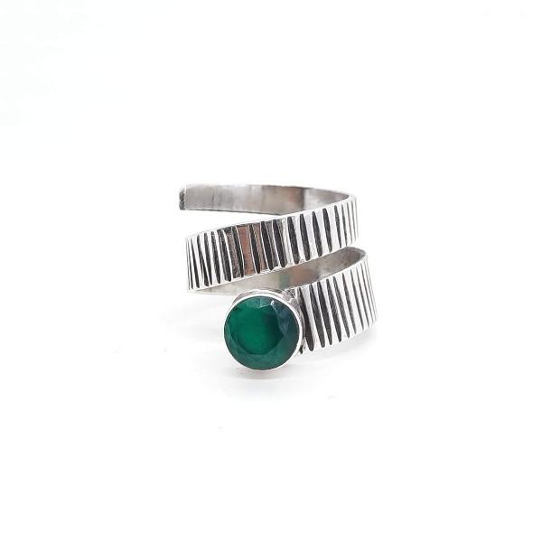 Silber Ring aus Indien mit Stein - Green Onyx Ringe KOOMPLIMENTS