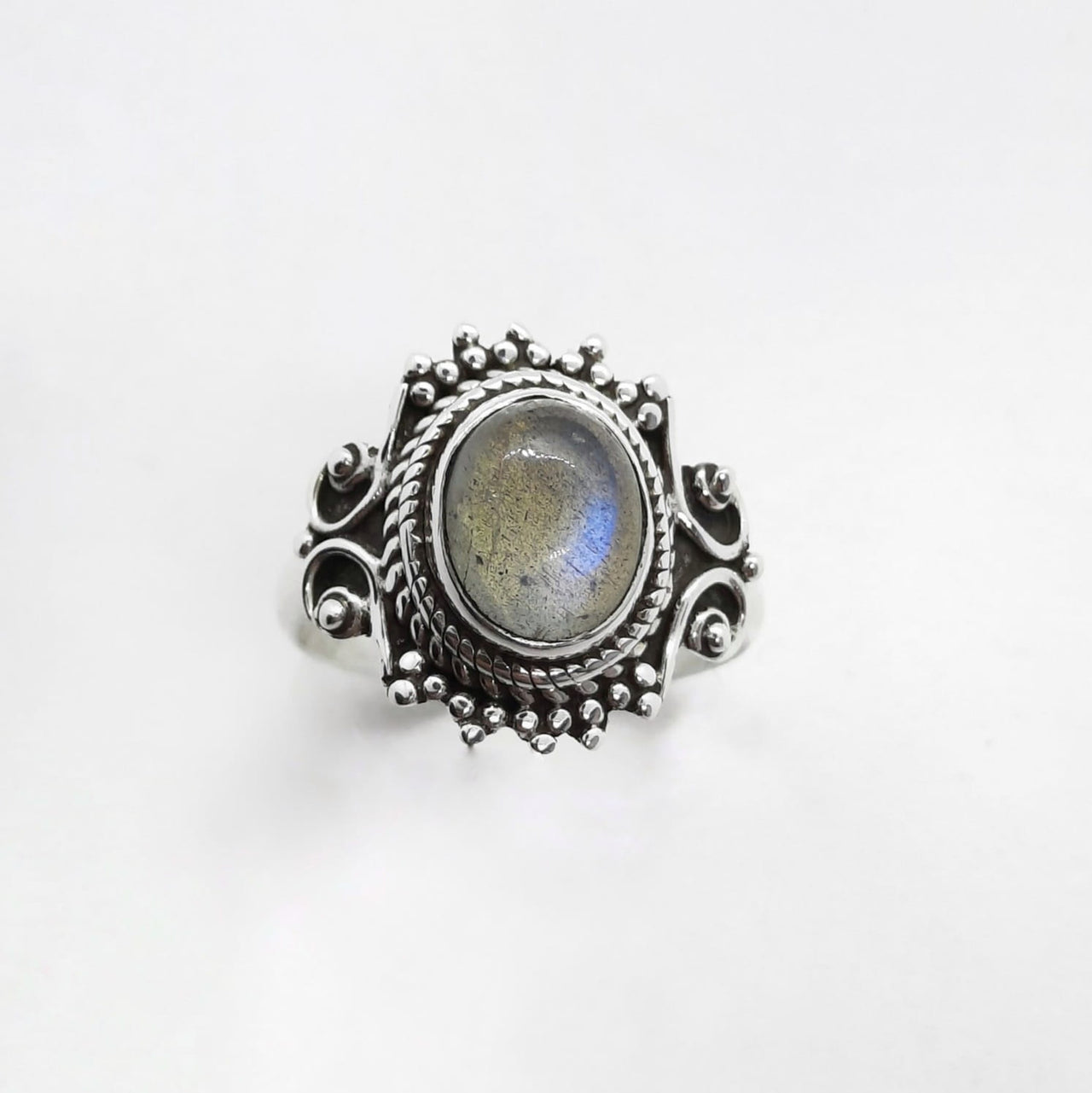 Vintage Labradorit Ring aus Silber - IRISIEREN Ringe KOOMPLIMENTS 