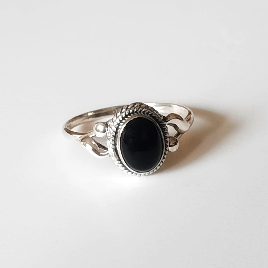 Vintage Silberring mit schwarzem Onyx Ringe KOOMPLIMENTS 
